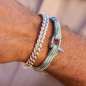 Preview: Pig&Hen, Vicious Vik Armband mit Schackelverschluss, geflochtenes Nylon, atlas green cream/silver, style